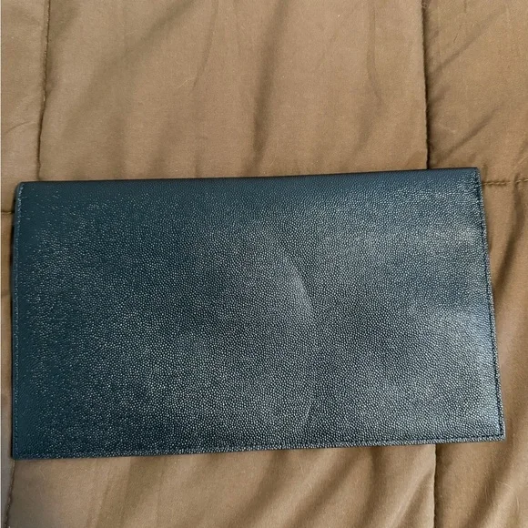 Yves Saint Laurent Black Clutch with Gold Logo - Picture 2 of 3